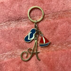 Nautical Charm Keychain with Initial “A”, Boat, and Flip-Flop Old Navy NWOT